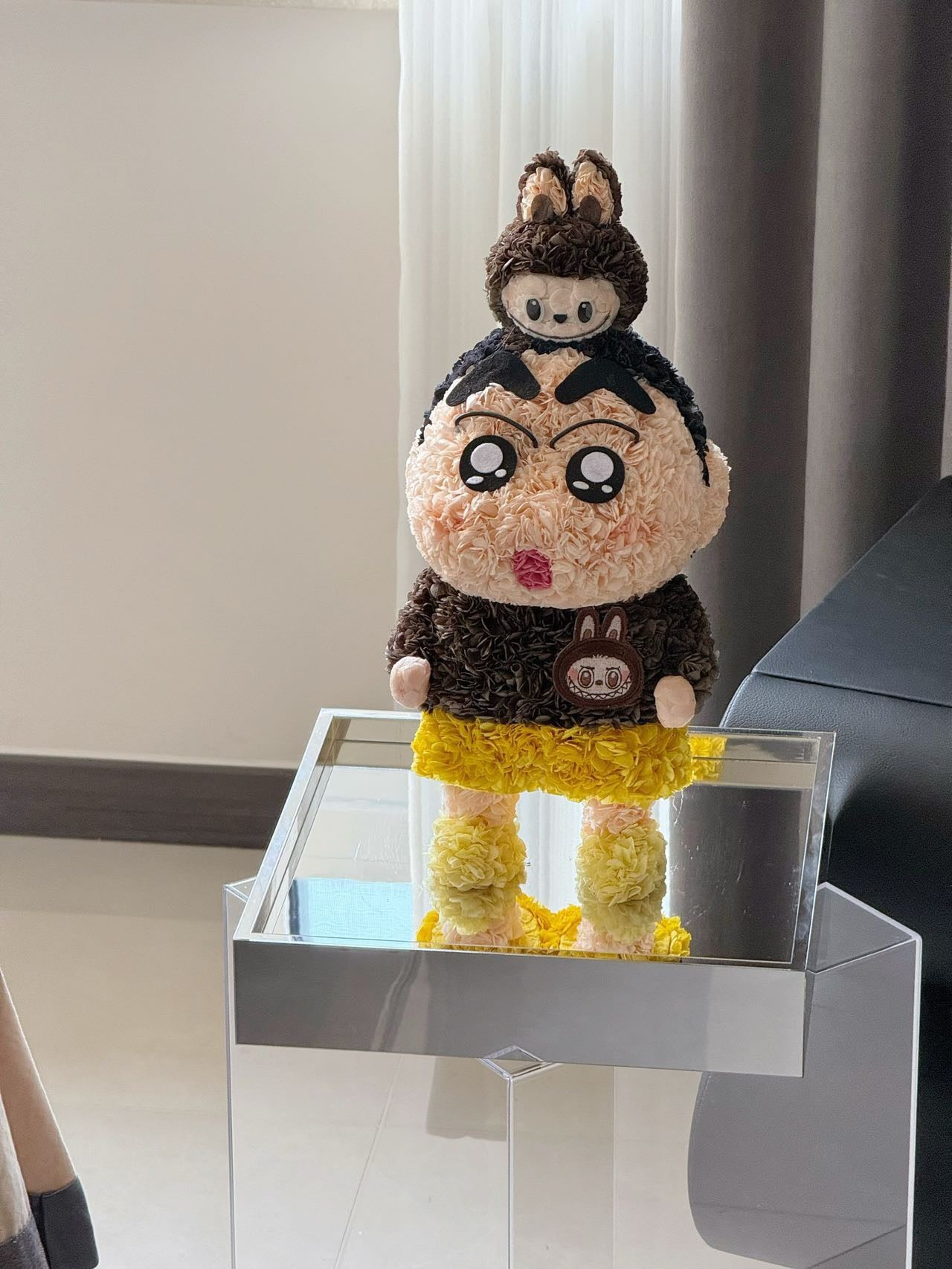 LABUBU x Crayon Shin-chan Preserved Flower Figurine | Handmade Forever Flower Art
