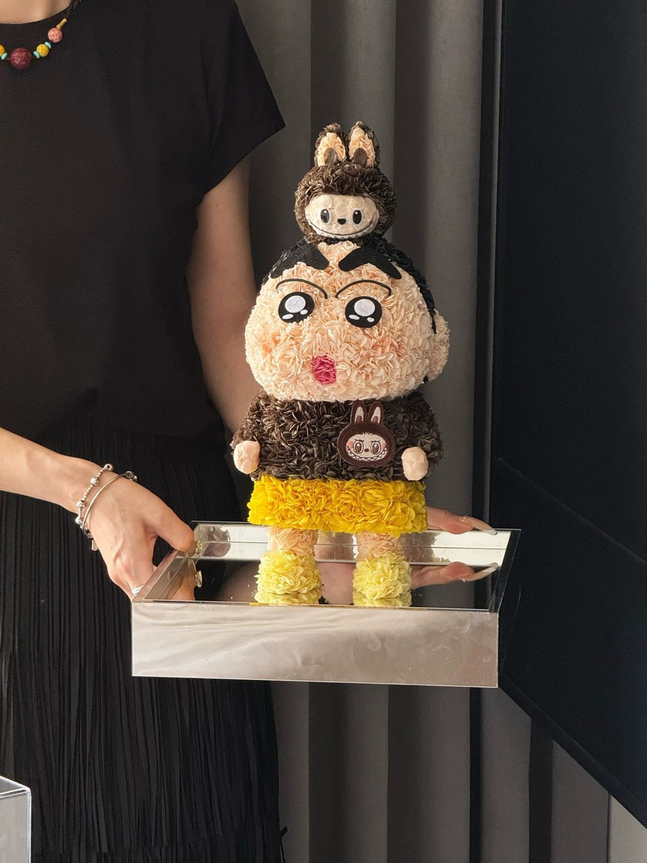 LABUBU x Crayon Shin-chan Preserved Flower Figurine | Handmade Forever Flower Art