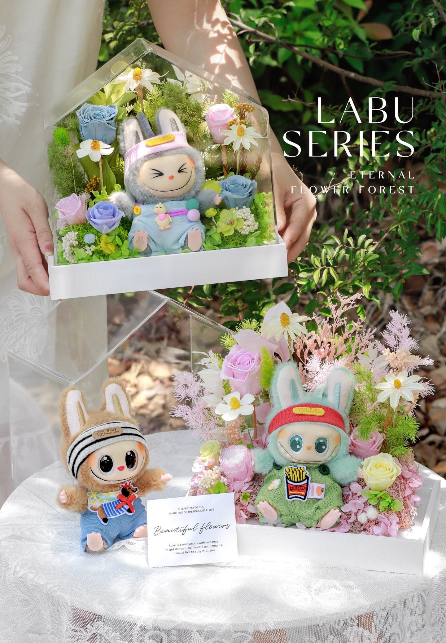Labubu Inspired Fairy Tale Cottage Preserved Flower Box