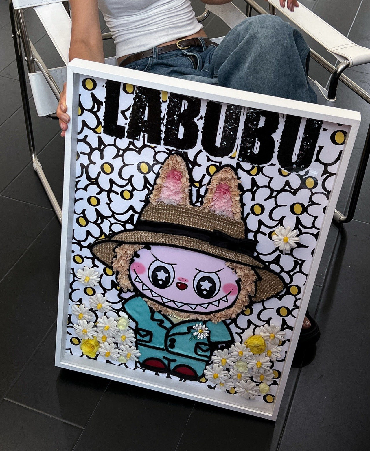 LABUBU Preserved Flower Art Frame | Spring Garden Handmade Shadow Box