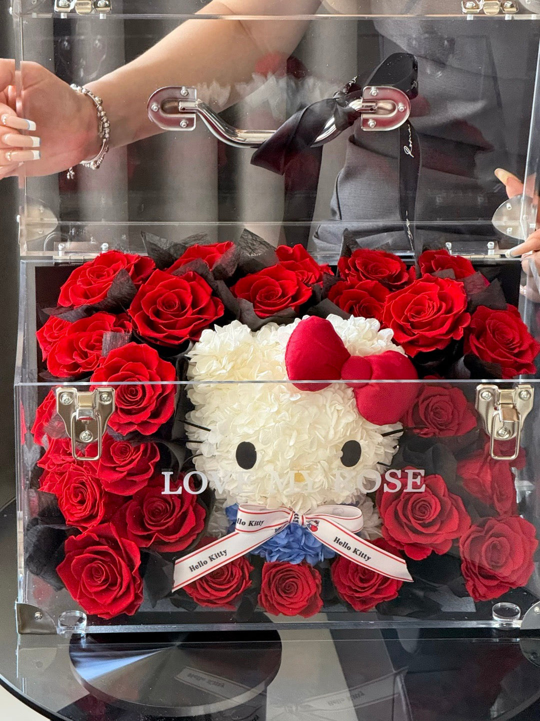 Garden Kitty Preserved Rose Suitcase | Hello Kitty-Inspired Forever Flower Gift
