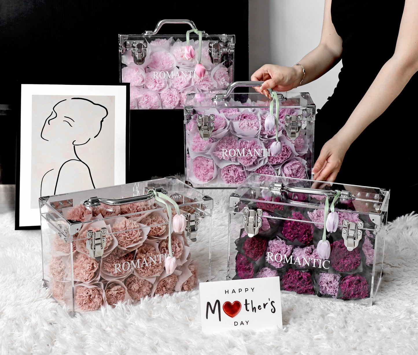 Preserved Carnation Flower Handbag — Elegant Mother’s Day Gift