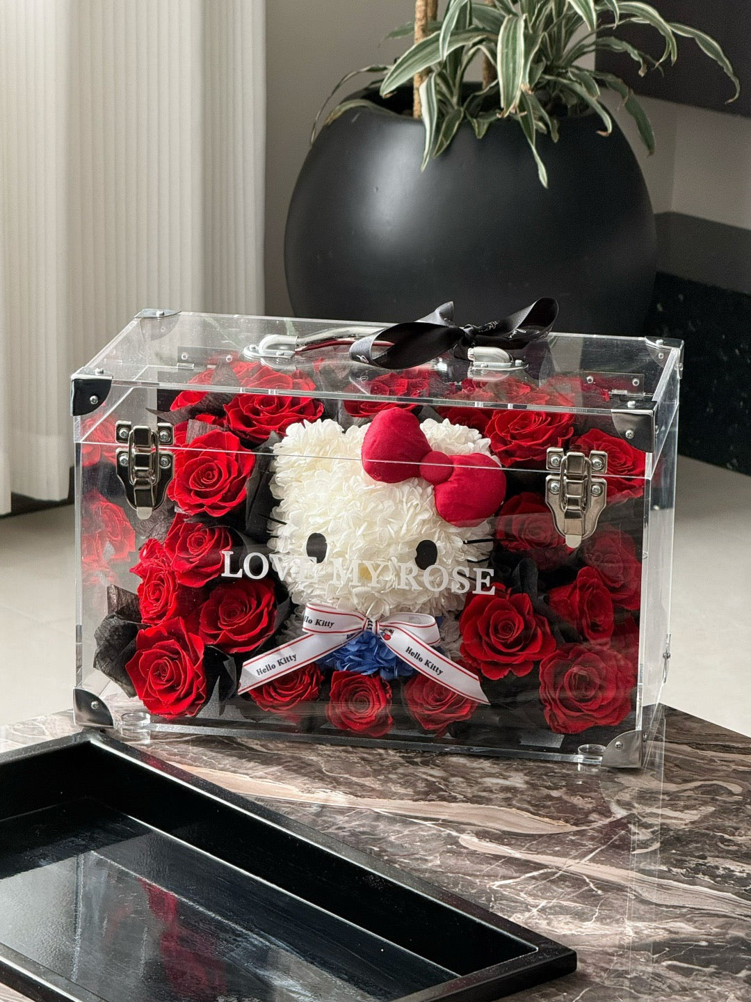 Garden Kitty Preserved Rose Suitcase | Hello Kitty-Inspired Forever Flower Gift