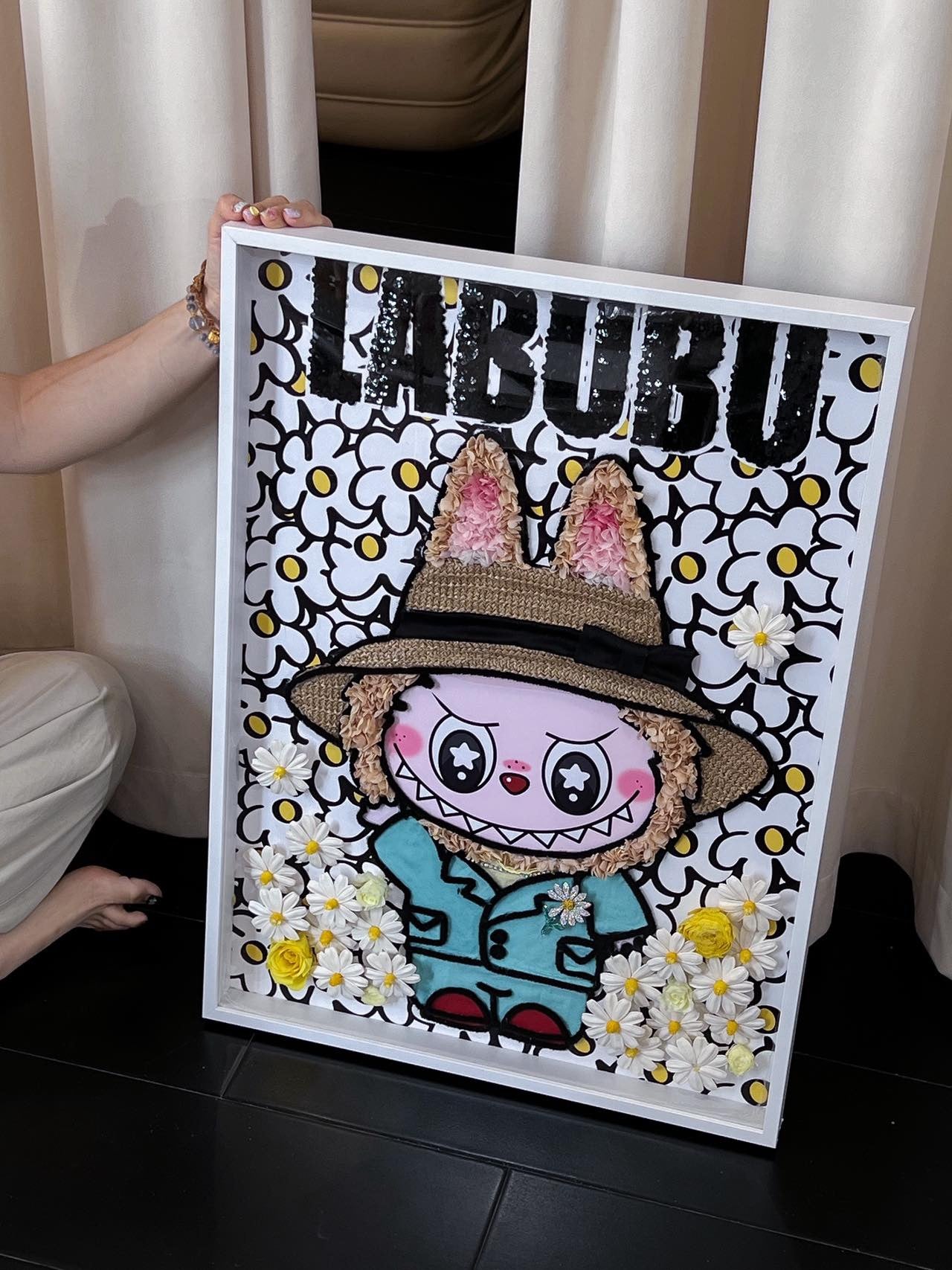 LABUBU Preserved Flower Art Frame | Spring Garden Handmade Shadow Box