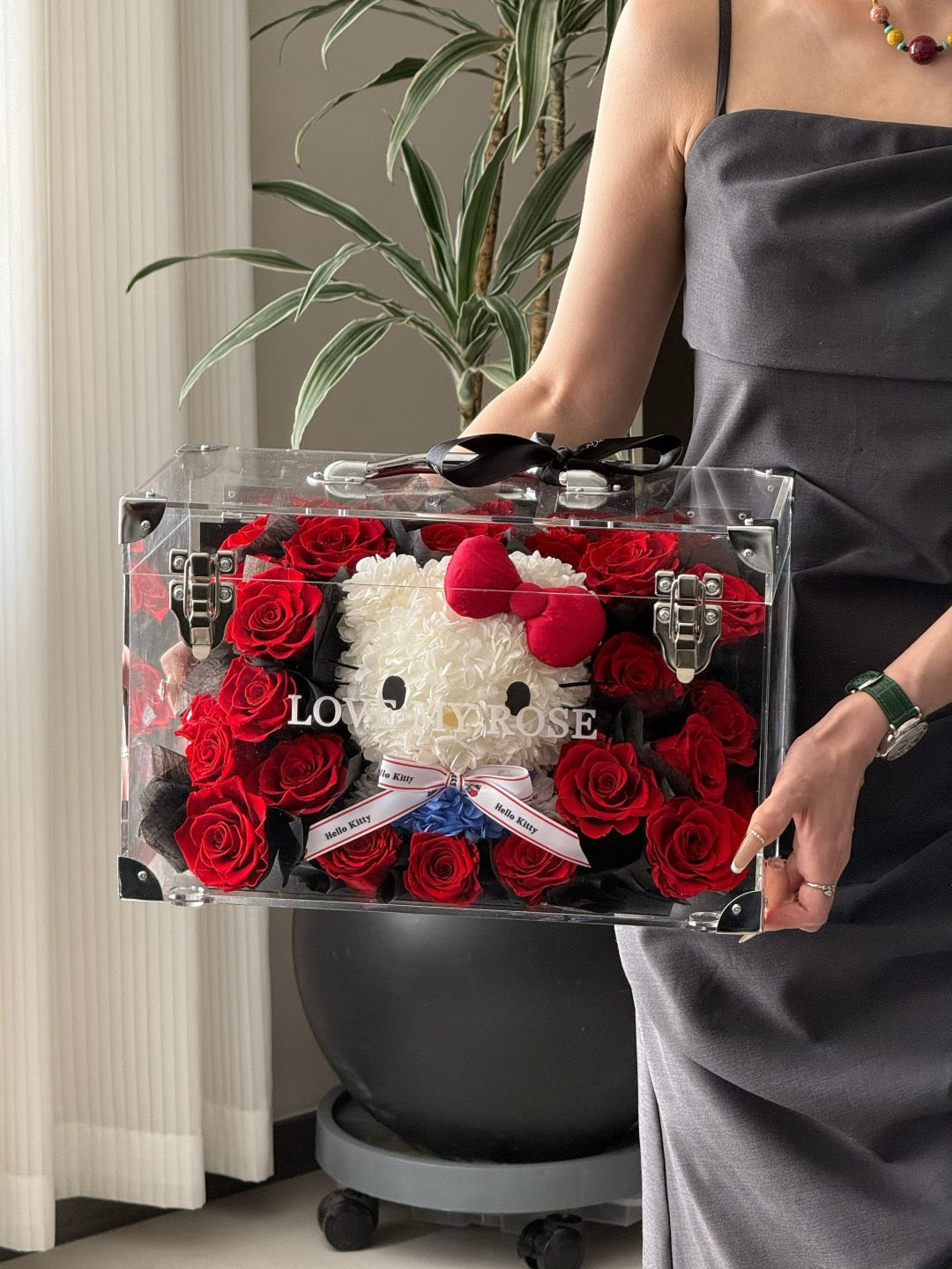Garden Kitty Preserved Rose Suitcase | Hello Kitty-Inspired Forever Flower Gift