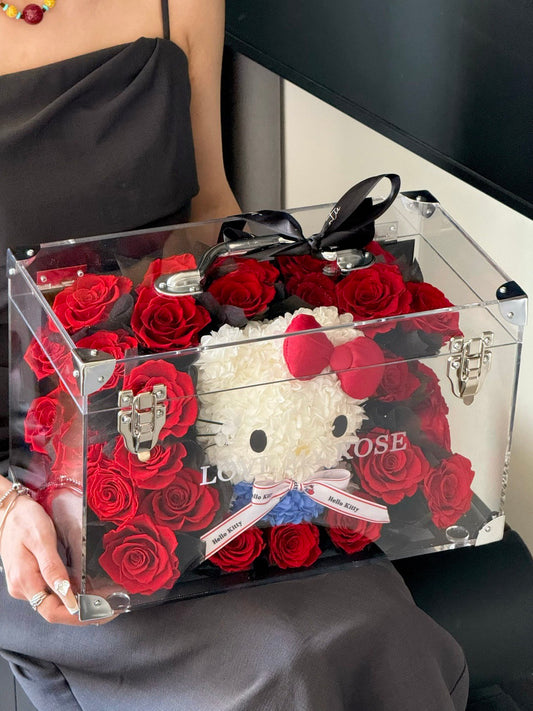 Garden Kitty Preserved Rose Suitcase | Hello Kitty-Inspired Forever Flower Gift