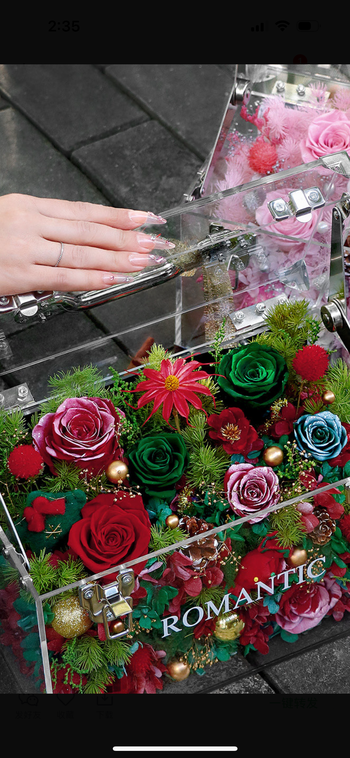 Christmas Preserved Flower Hand-Carry Box | LED Gift Box | Luxury Acrylic Floral Bag – Pink / Red-Green Holiday Edition