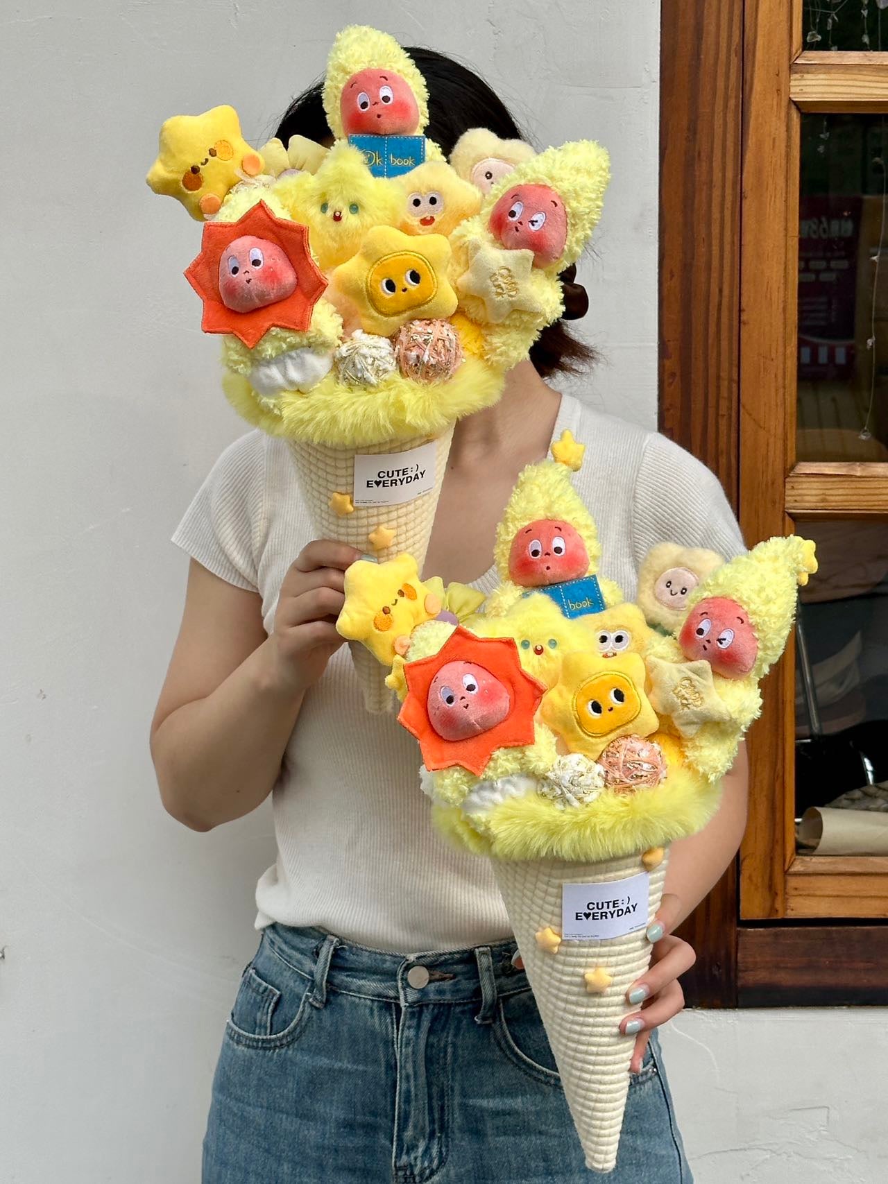 Star Baby Plush Ice Cream Cone Bouquet – Yellow Theme