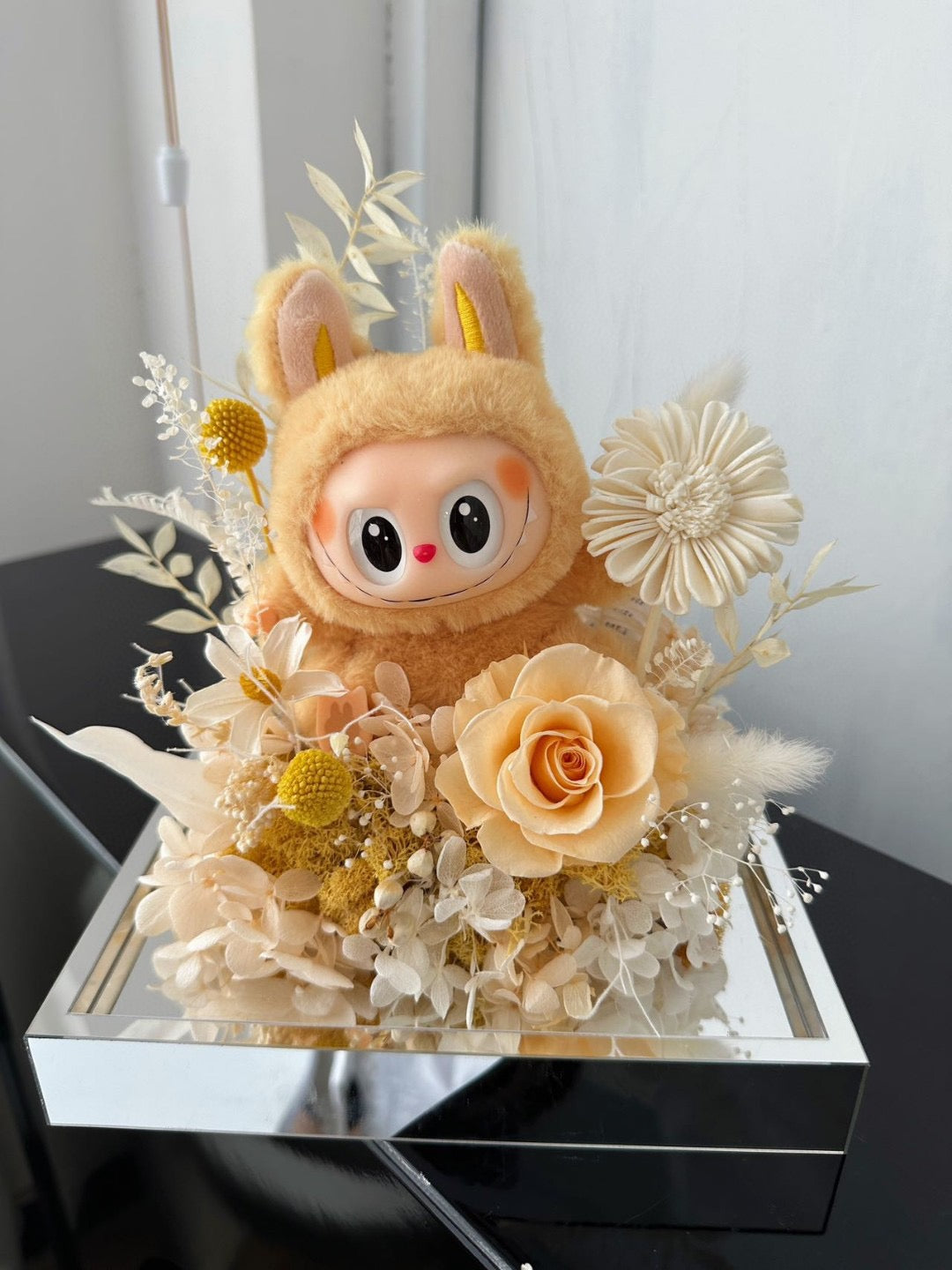 Preserved Flower Acrylic Box with Doll (Inspired by Labubu Style)
