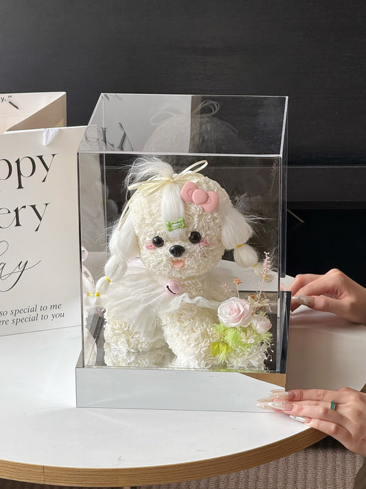 Milk Tea Rose Puppy | Handmade Preserved Flower Puppy