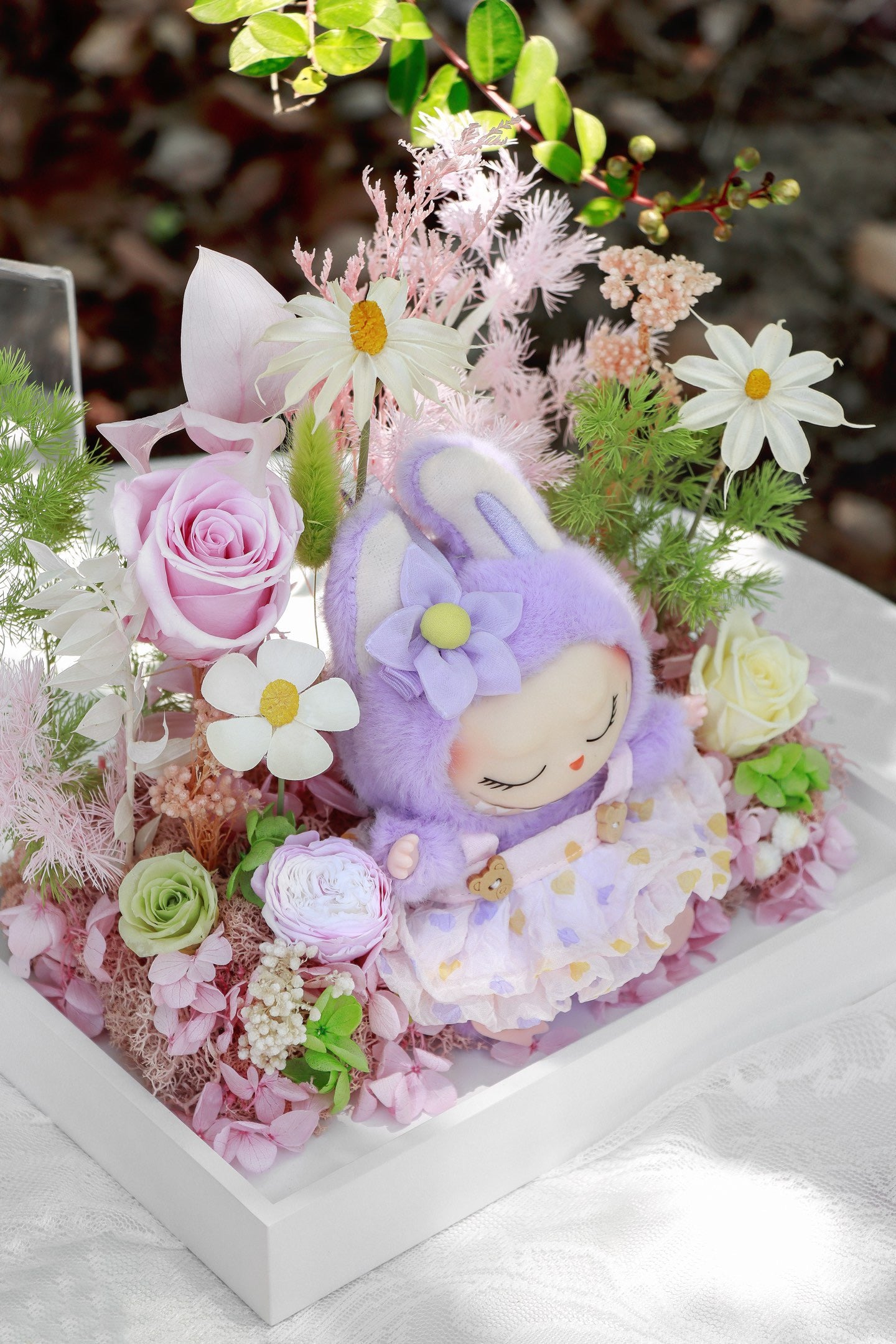Labubu Inspired Fairy Tale Cottage Preserved Flower Box