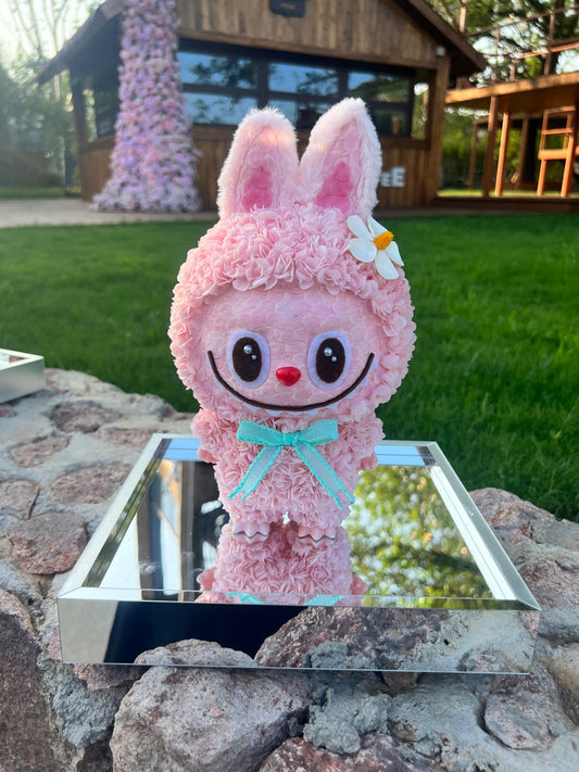 Labubu Figure inspired (Pink) Handmade Preserved Hydrangea  –  Cute Decoration Gift