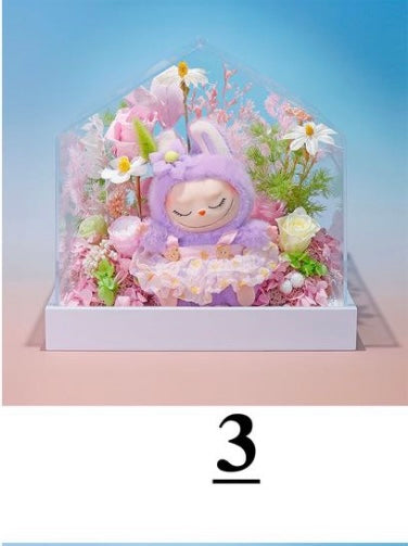 Labubu Inspired Fairy Tale Cottage Preserved Flower Box