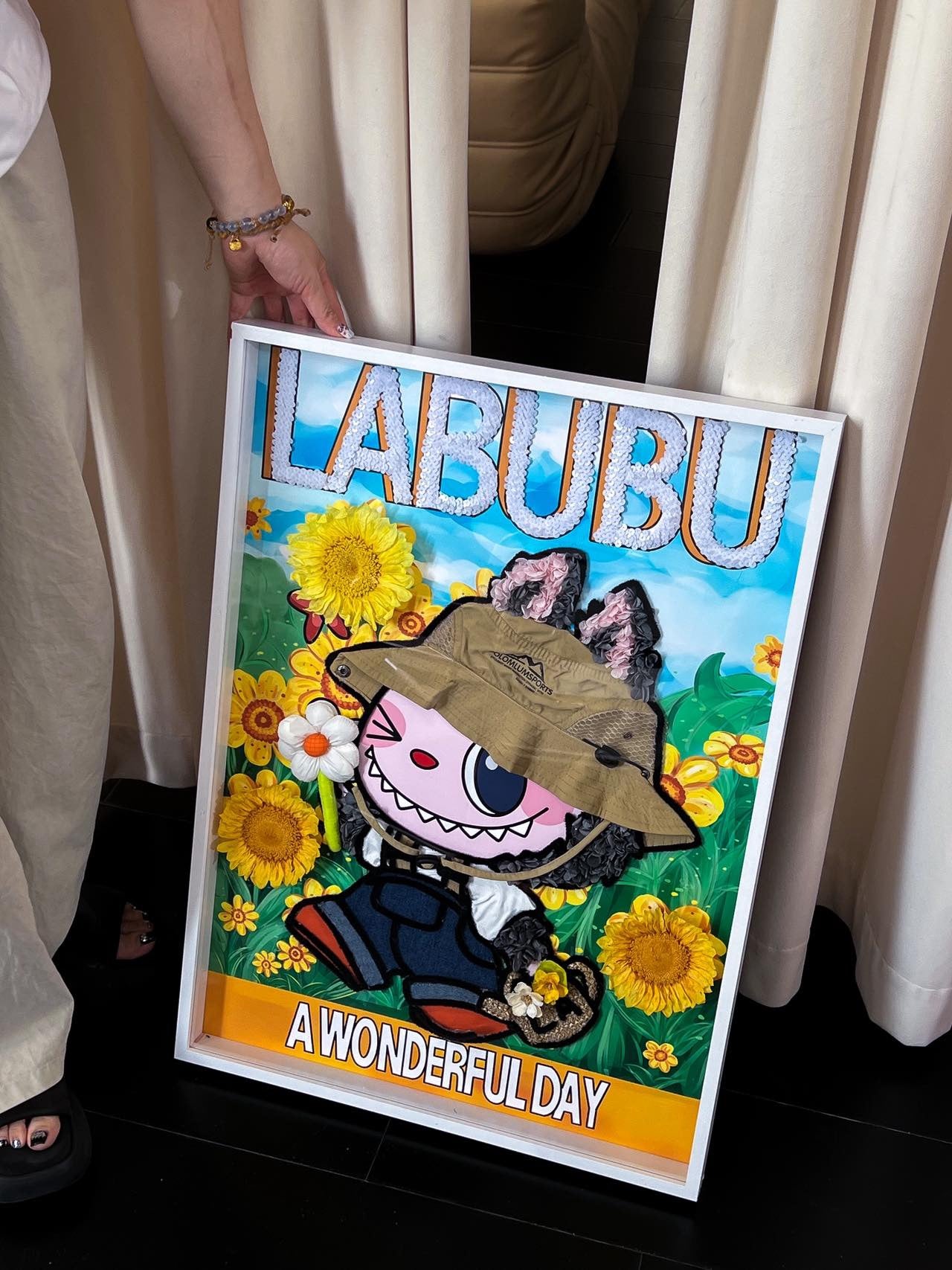 LABUBU Preserved Flower Art Frame | “A Wonderful Day” Handmade Shadow Box