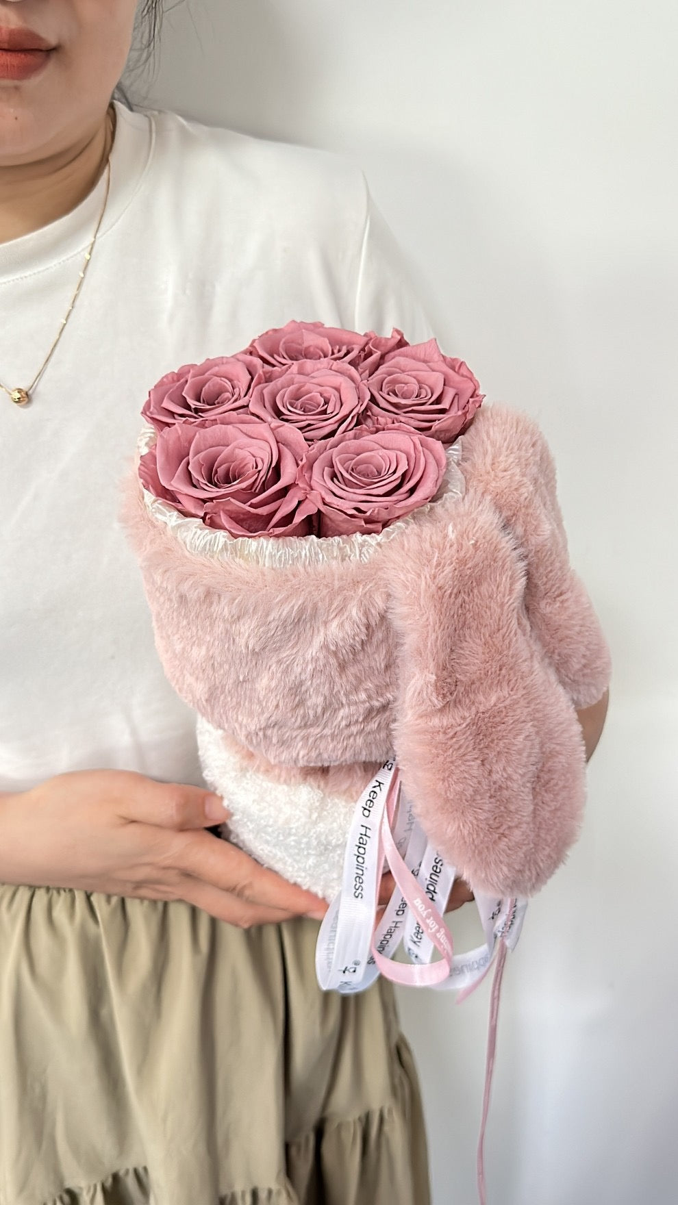 Preserved Rose Bunny Bouquet