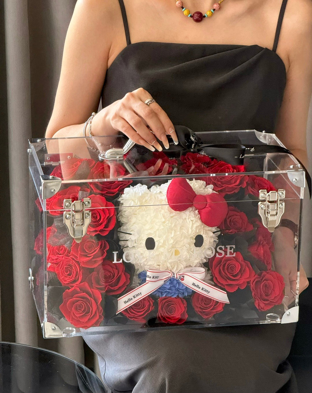 Garden Kitty Preserved Rose Suitcase | Hello Kitty-Inspired Forever Flower Gift