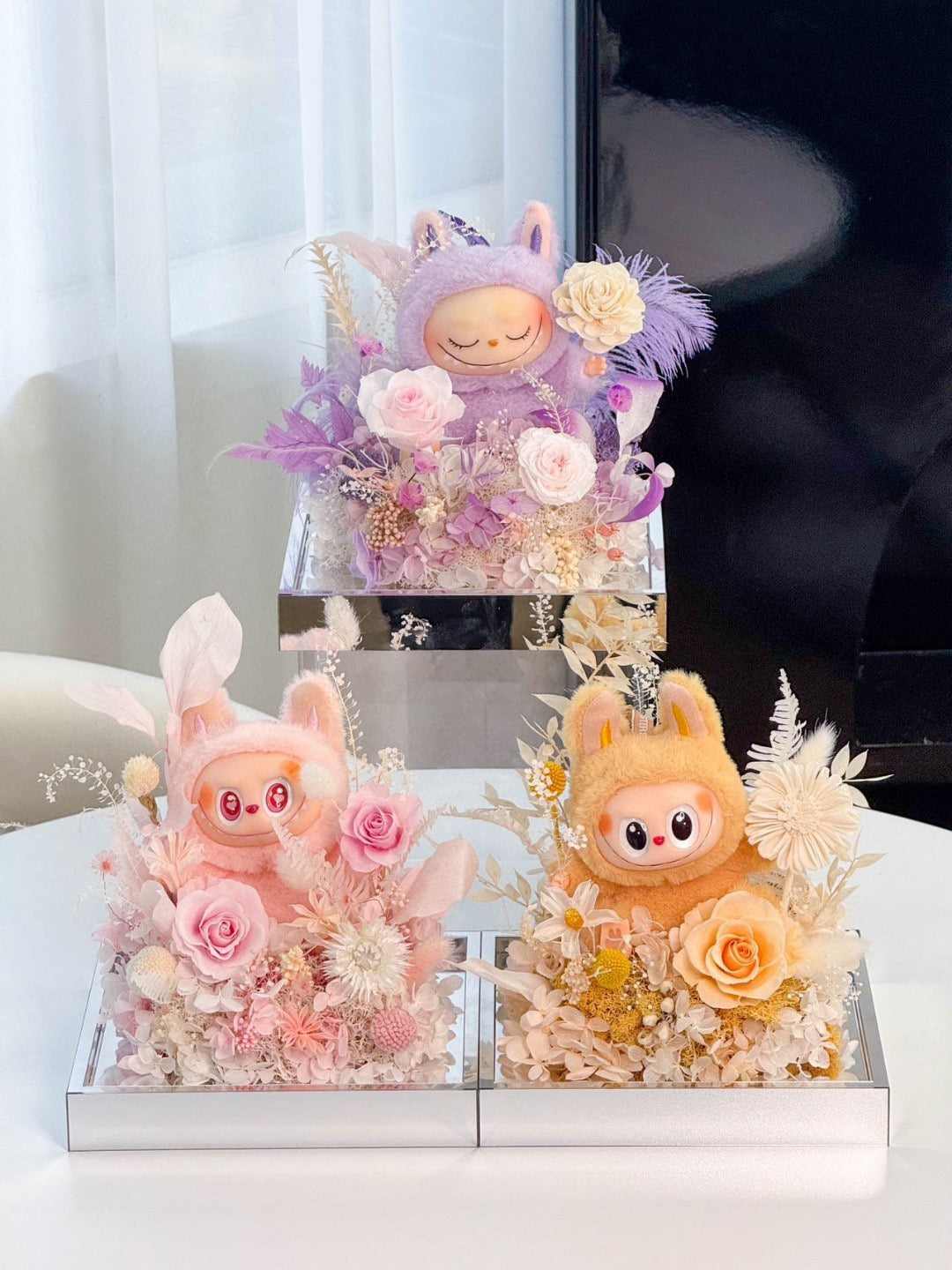 Preserved Flower Acrylic Box with Doll (Inspired by Labubu Style)