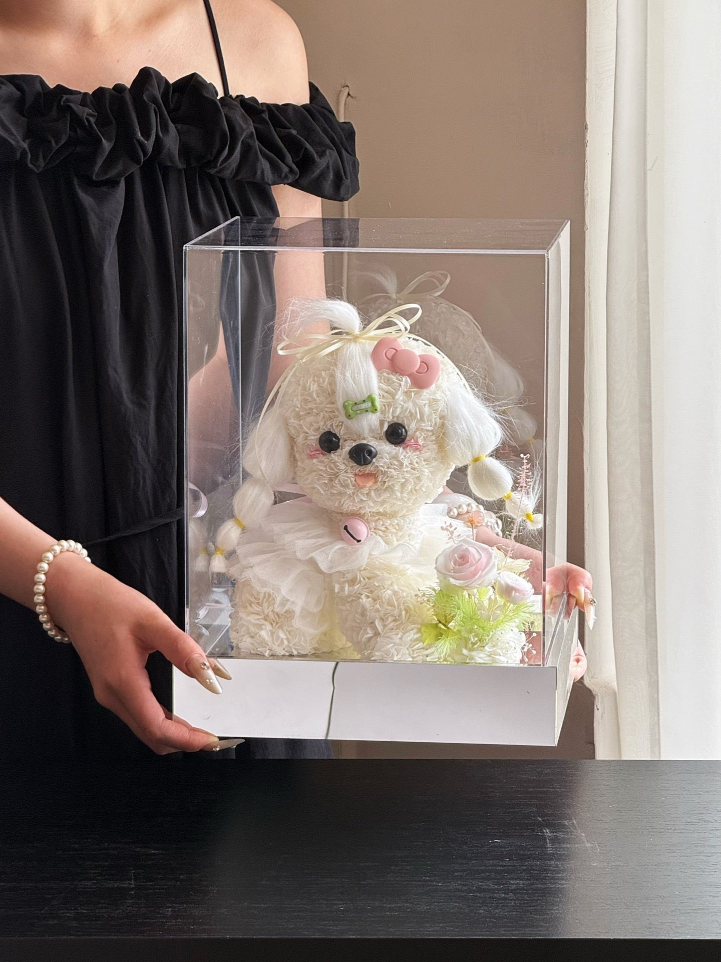 Milk Tea Rose Puppy | Handmade Preserved Flower Puppy