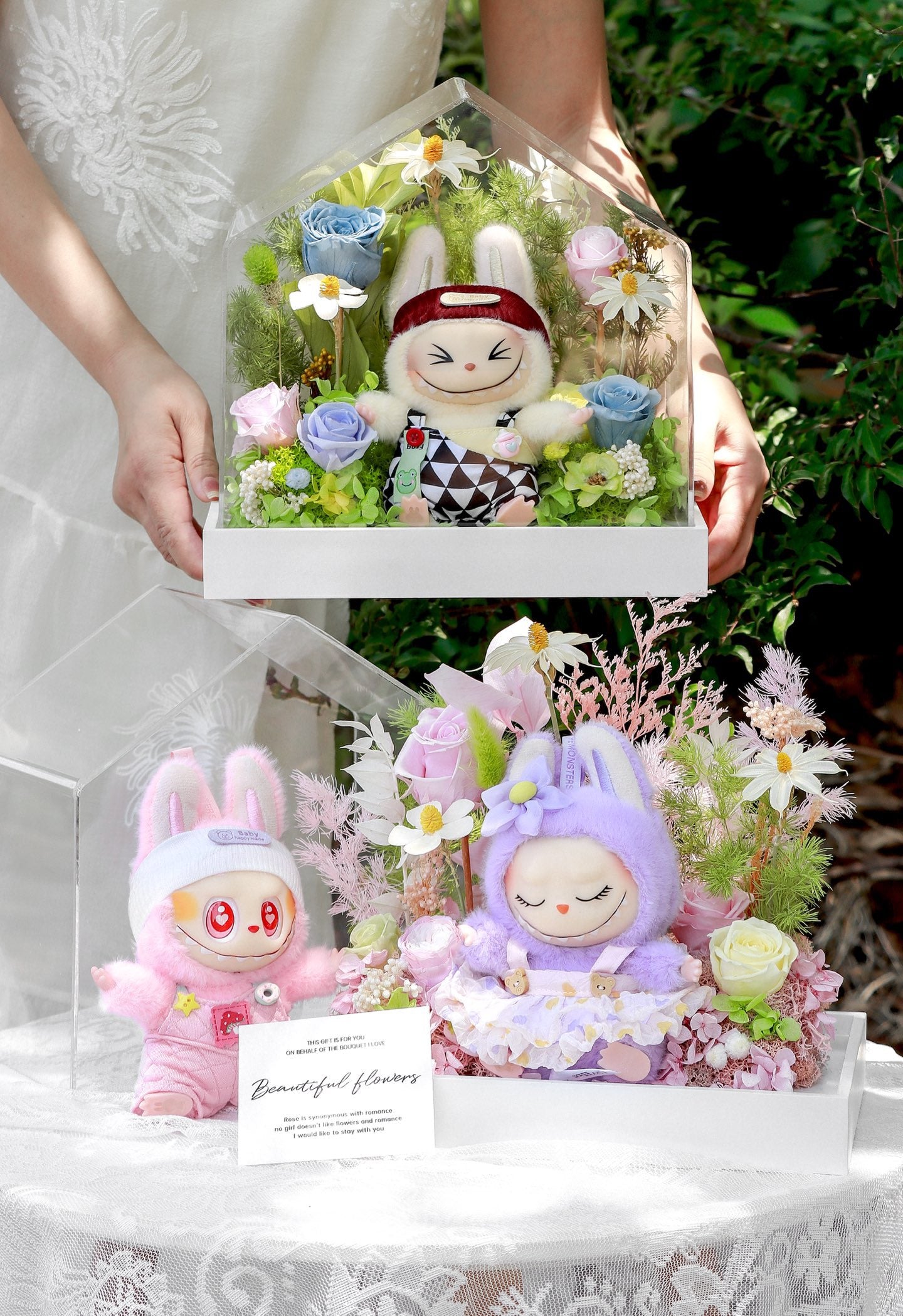 Labubu Inspired Fairy Tale Cottage Preserved Flower Box