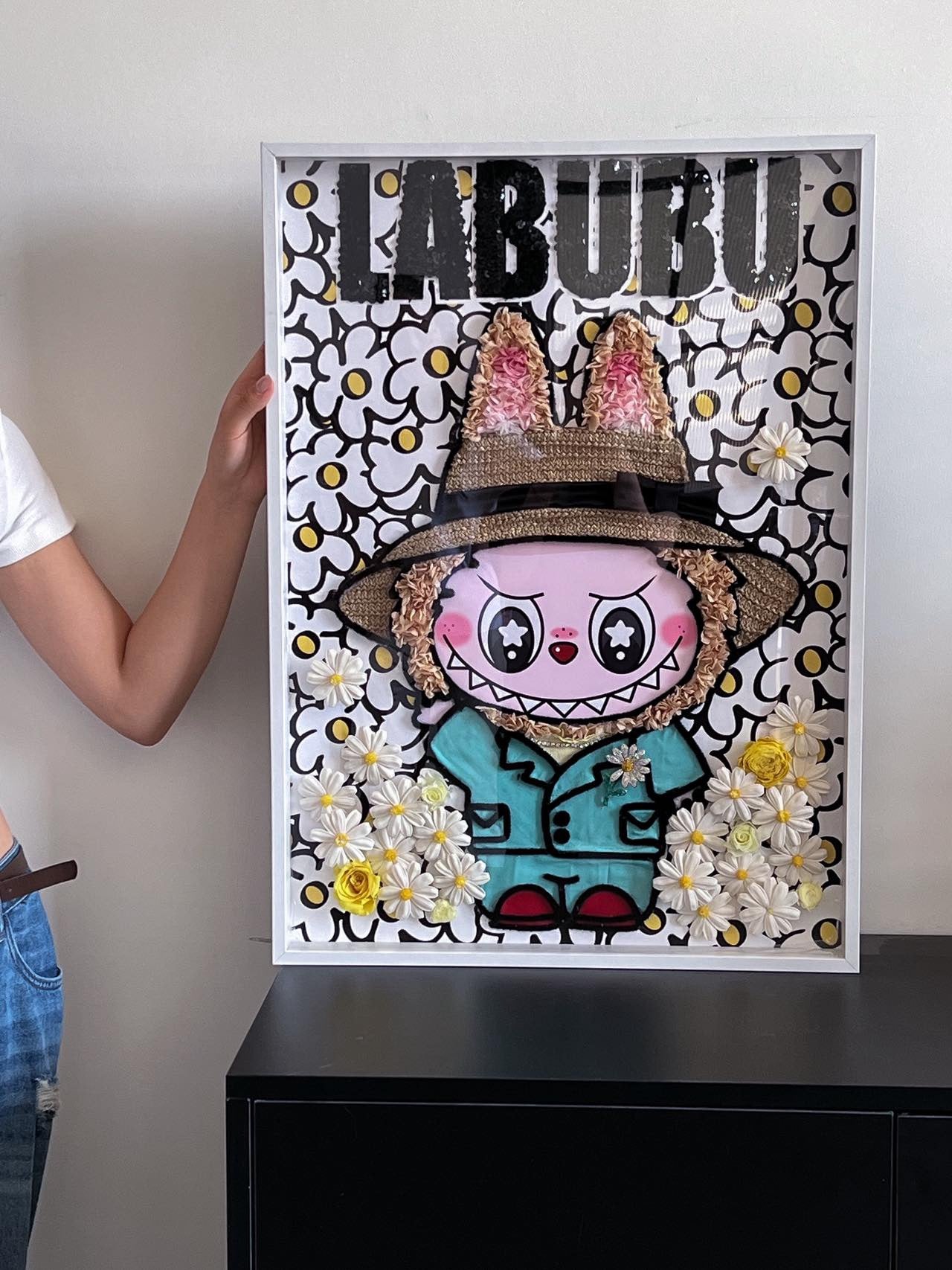 LABUBU Preserved Flower Art Frame | Spring Garden Handmade Shadow Box