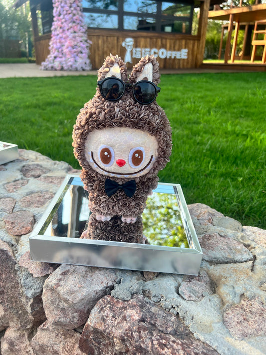 Labubu Figure inspired (Brown) Handmade Preserved Hydrangea  –  Cute Decoration Gift