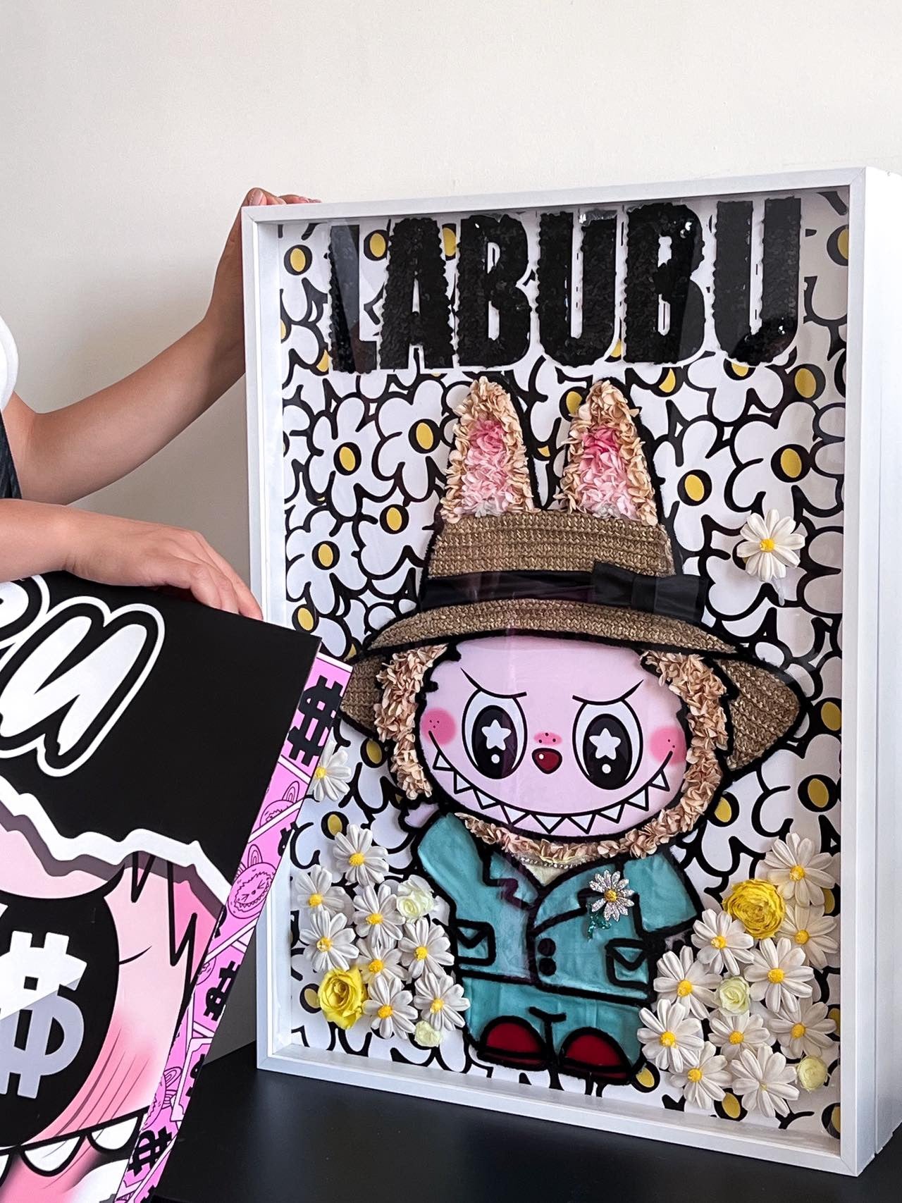 LABUBU Preserved Flower Art Frame | Spring Garden Handmade Shadow Box