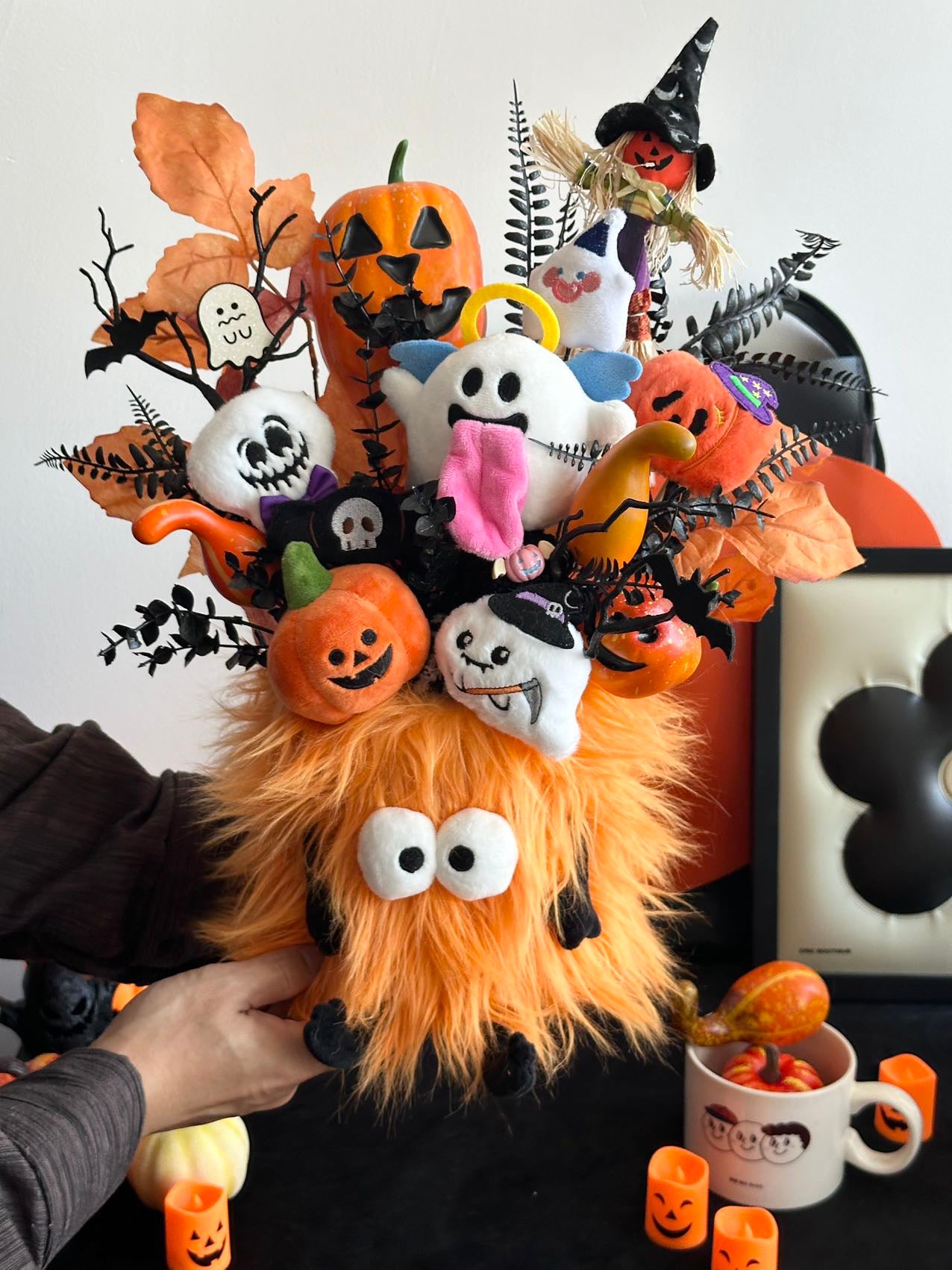 Halloween Plush Bouquet | Monster & Ghost Plush Arrangement | Cute Spooky Hug Bucket