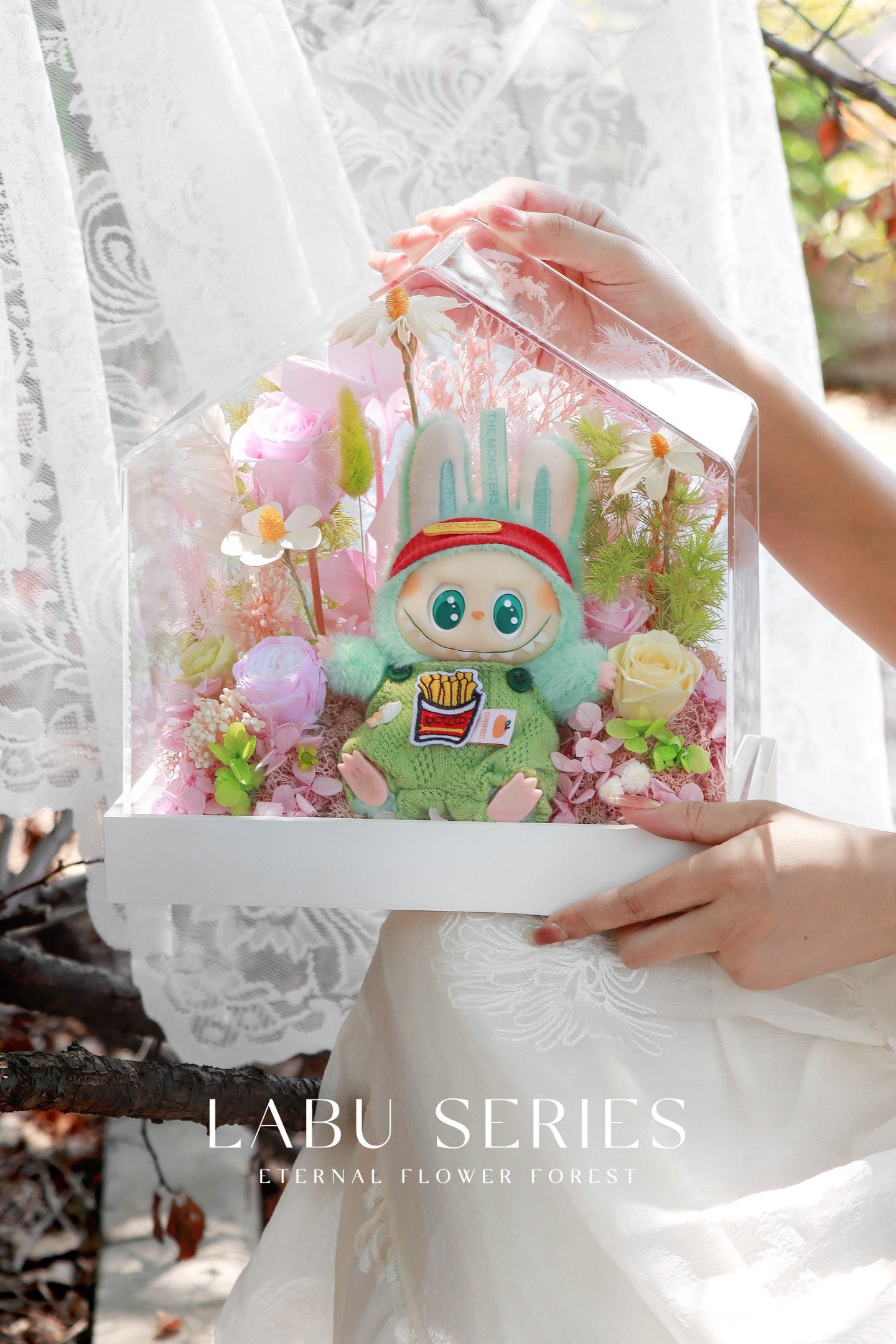 Labubu Inspired Fairy Tale Cottage Preserved Flower Box