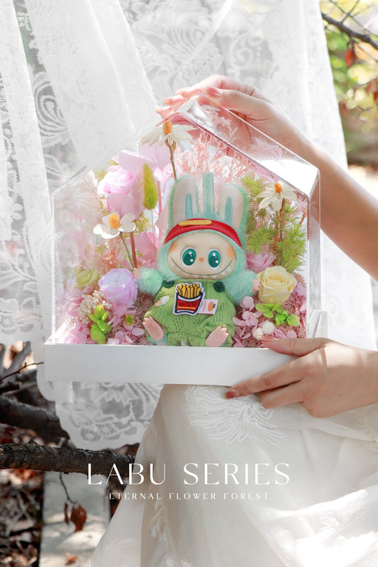 Labubu Inspired Fairy Tale Cottage Preserved Flower Box
