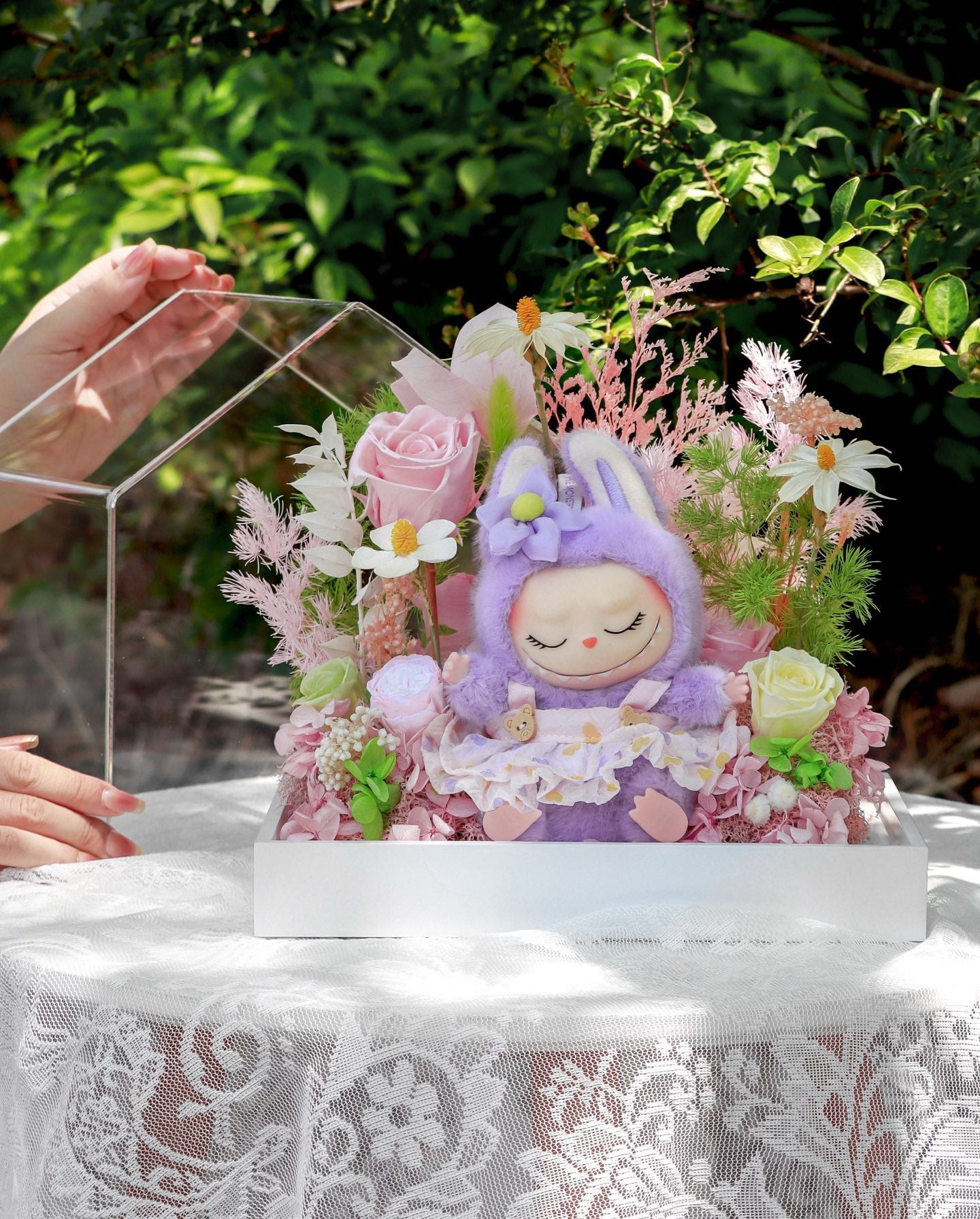 Labubu Inspired Fairy Tale Cottage Preserved Flower Box