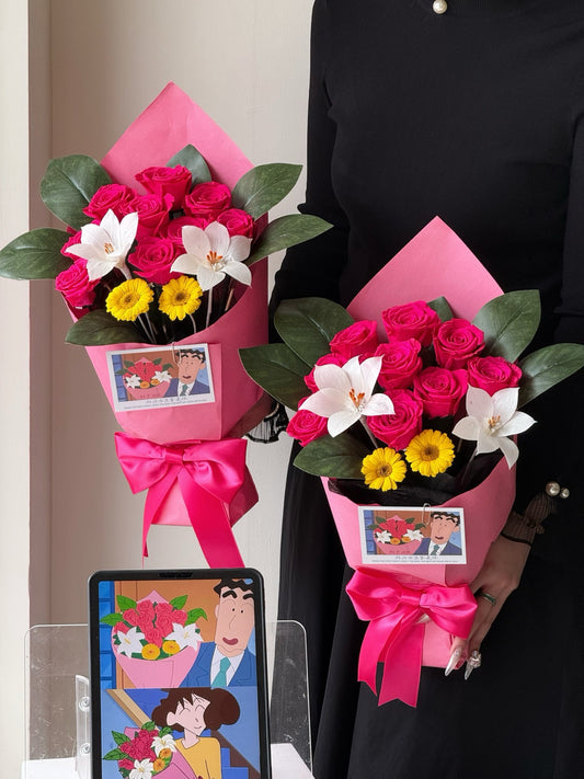 广志的花 | Eternal Preserved Flower Bouquet with Cartoon-Inspired Card