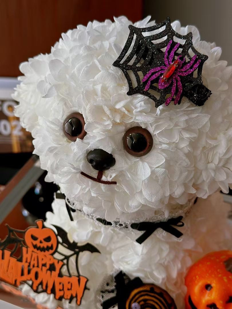 Halloween Limited Preserved Flower Dog | Medium Dog Halloween Display | Trick or Treat Themed Arrangement