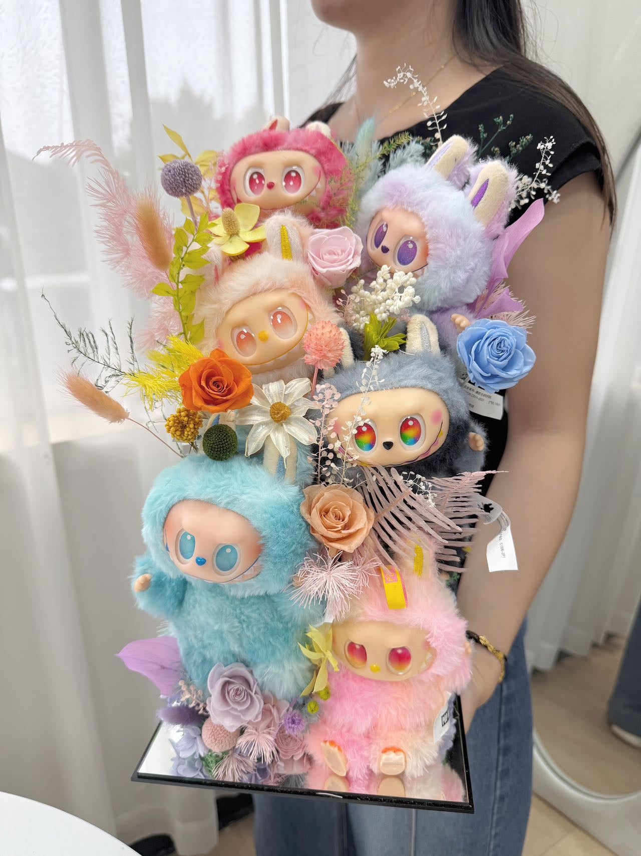 Labubu Doll-Inspired Preserved Flower Garden