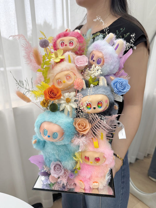 Labubu Doll-Inspired Preserved Flower Garden