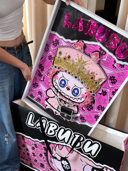 LABUBU Queen Preserved Flower Art Frame | G-Dragon Inspired Luxury Shadow Box