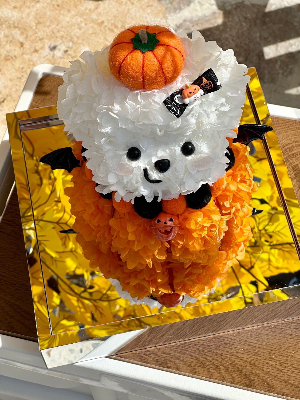Halloween Preserved Flower Pumpkin Dog | Mini Pumpkin Dog Display | Acrylic Gift Box