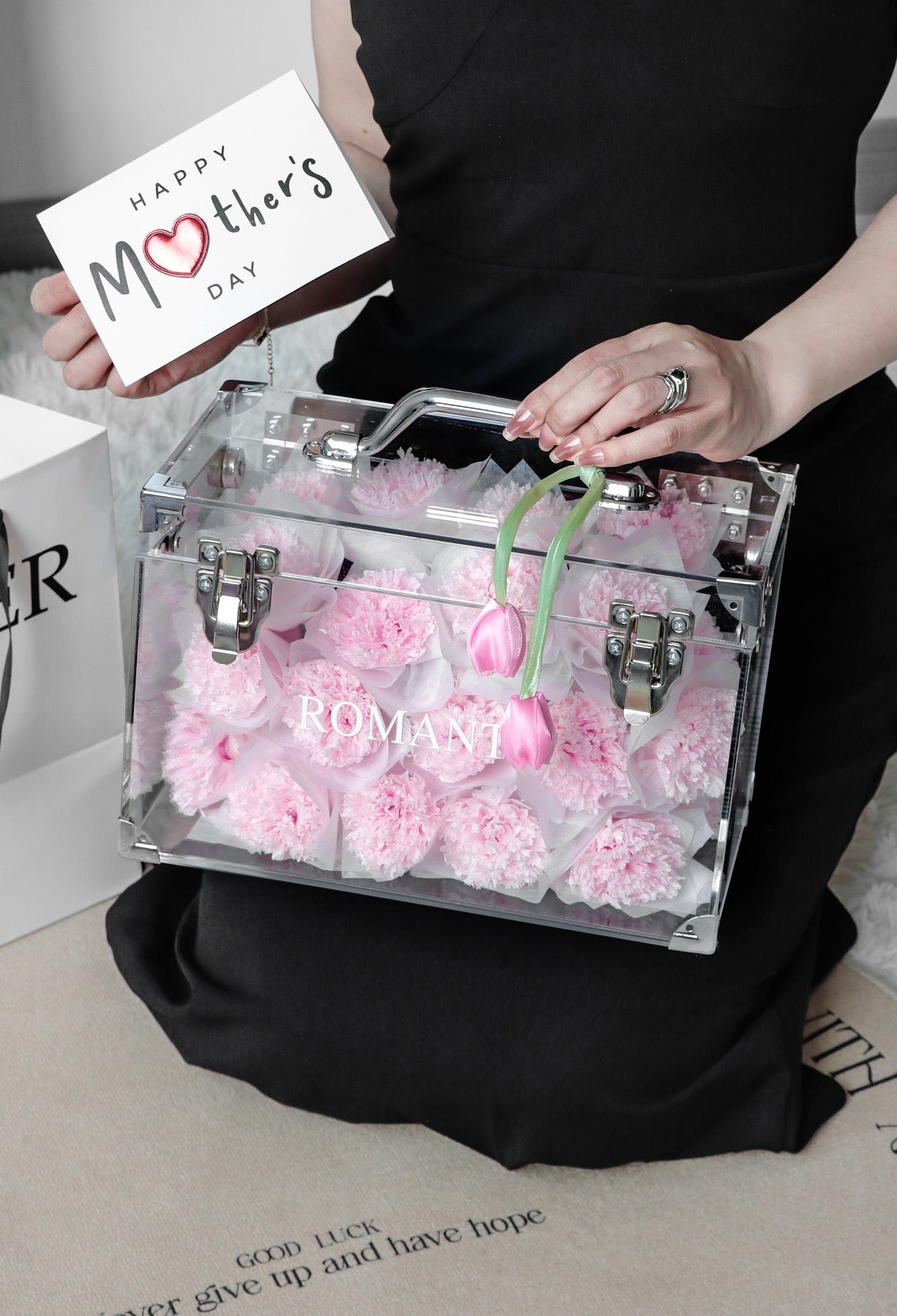 Preserved Carnation Flower Handbag — Elegant Mother’s Day Gift