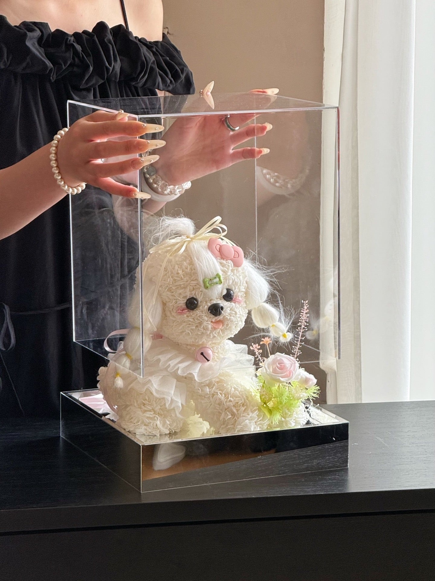 Milk Tea Rose Puppy | Handmade Preserved Flower Puppy