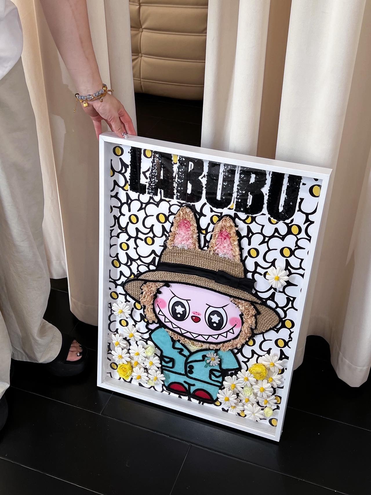 LABUBU Preserved Flower Art Frame | Spring Garden Handmade Shadow Box