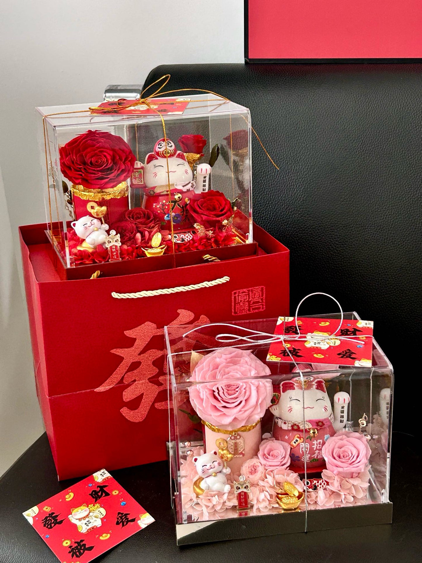 Prosperity Lucky Cat Preserved Flower Box | 招财进宝永生花礼盒