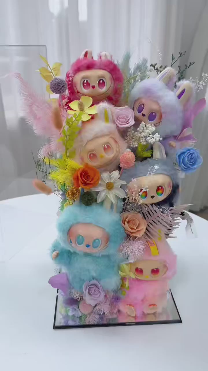 ラブブ人形をモチーフにしたプリザーブドフラワーガーデン – JY